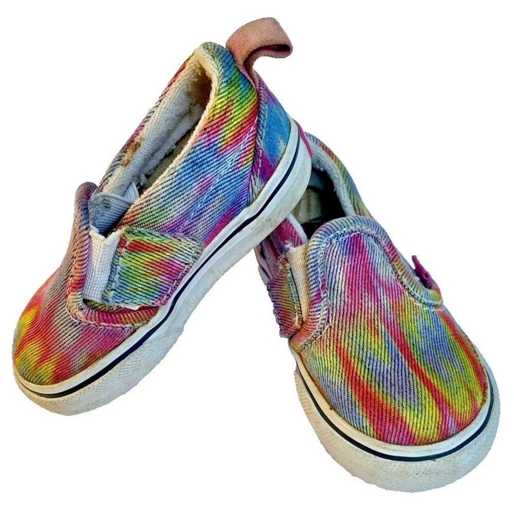 Vans Girl's Slip-On Rainglow Rainbow Colorful Baby Toddler -Size 4.0 Play Shoes